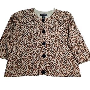 Cable & Gauge Silk Blend 3/4 Sleeve Crop Cardigan SZ M